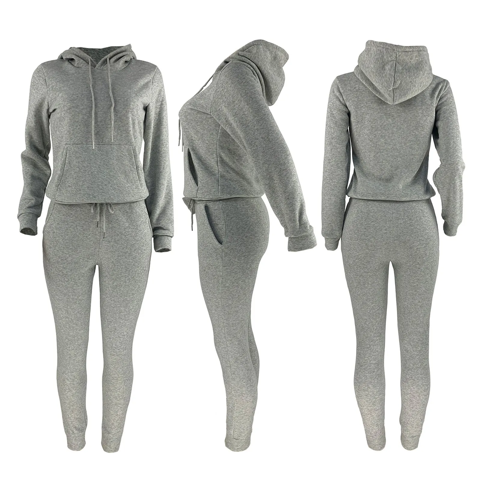 2 Piece Cotton Two Piece Pants Set Women Fall Winter Two Pieces Jogger Tracksuit Set Women Sweatshirt Set