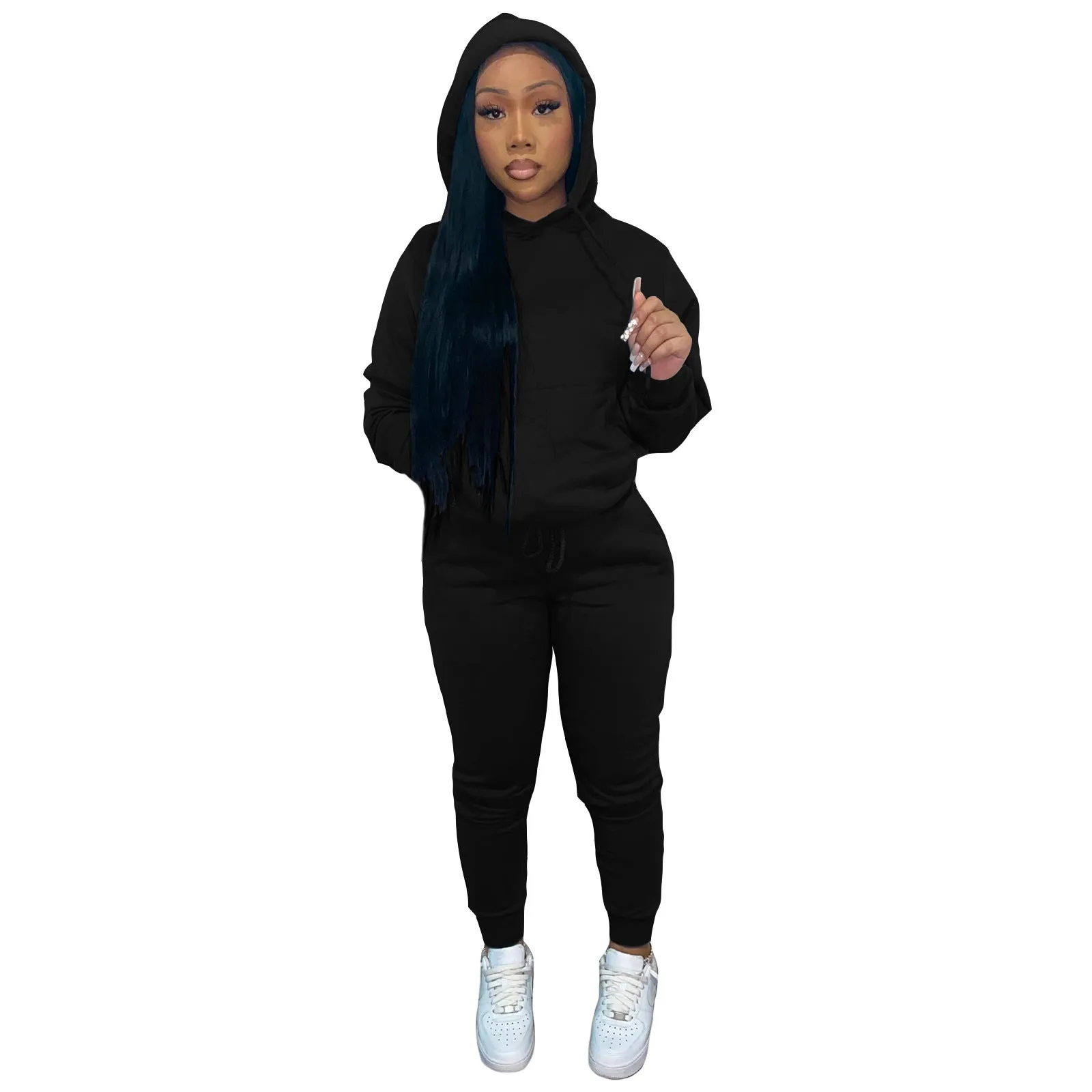 2 Piece Cotton Two Piece Pants Set Women Fall Winter Two Pieces Jogger Tracksuit Set Women Sweatshirt Set