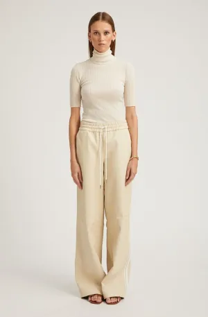 Alabaster Leather Baggy Athletic Pants