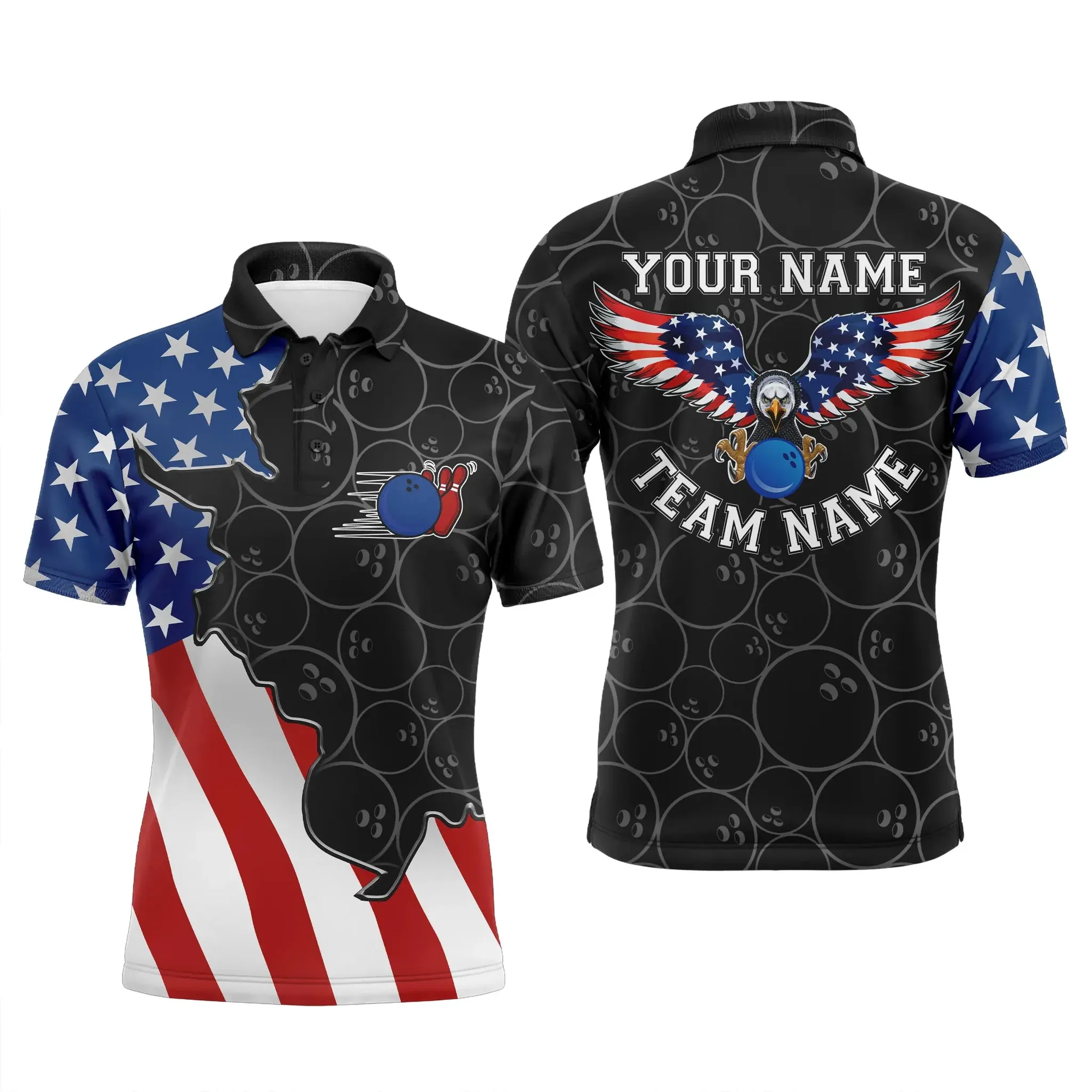 American Flag Patriotic Retro Bowling Sleeveless Polo Shirts For Women Custom Bowling Team