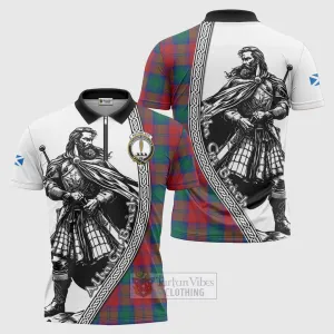 Auchinleck (Affleck) Tartan Clan Crest Zipper Polo Shirt with Highlander Warrior Celtic Style