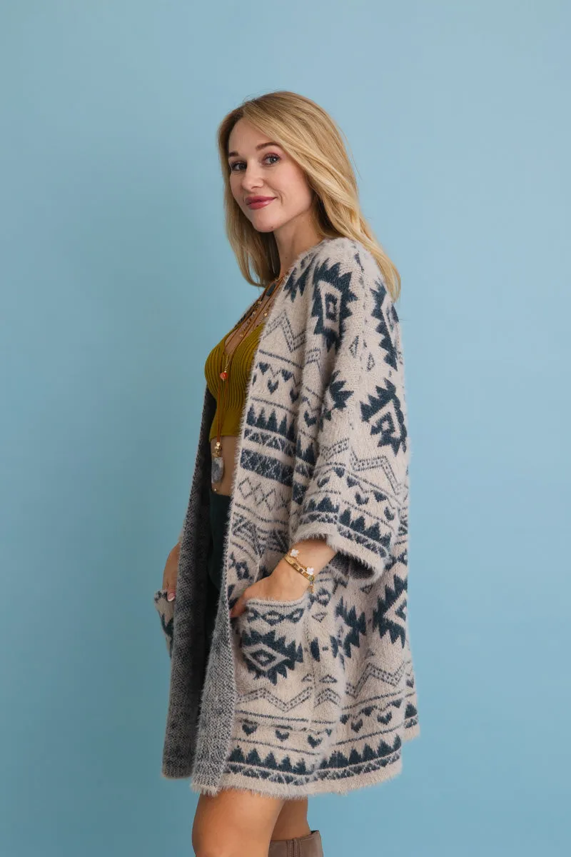 Aztec Soft Knit cardigan with Tribal Print - Western Vibe 🌵