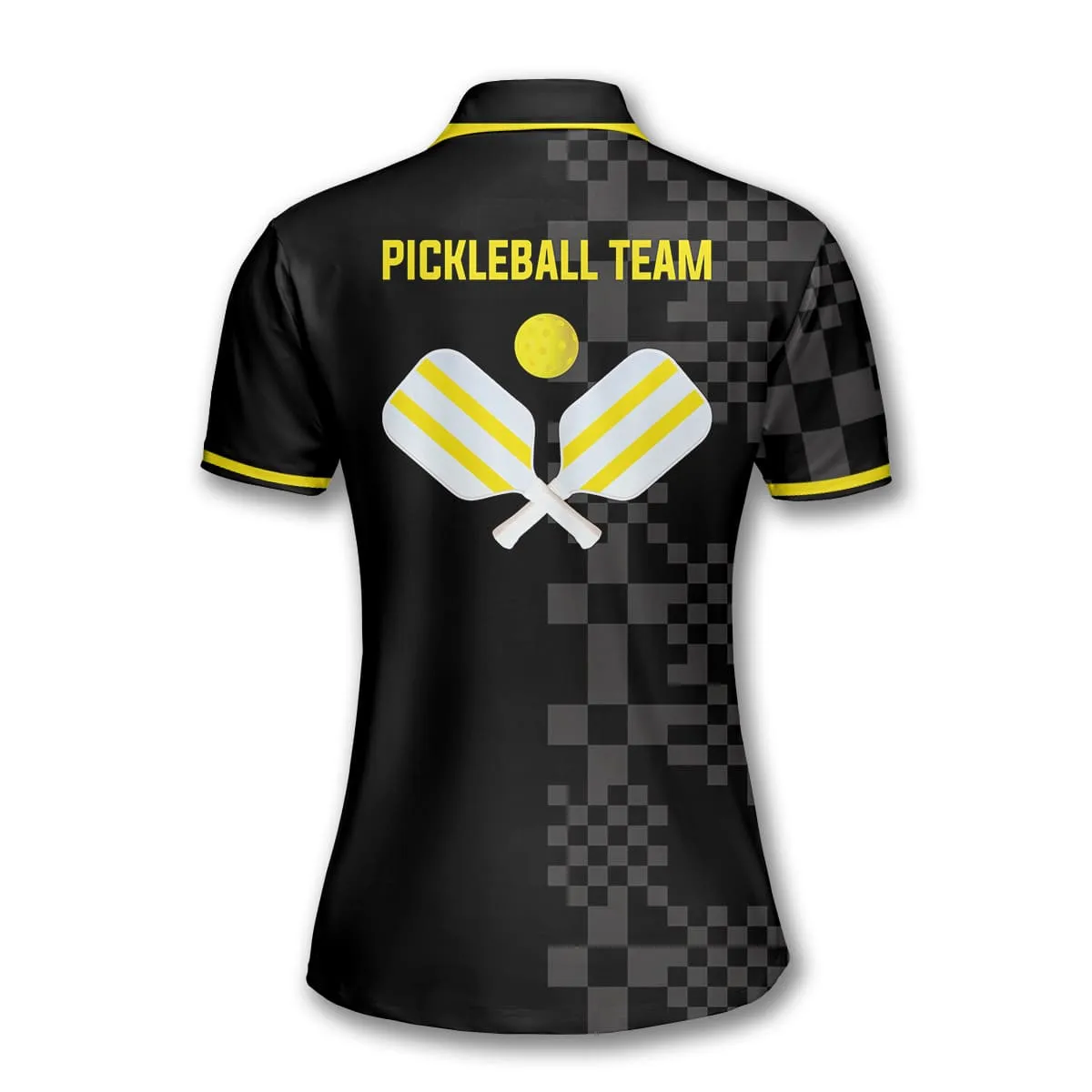 Black And Yellow Pickleball Personalized Name Shirts For Women