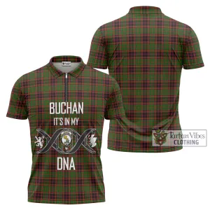 Buchan Tartan Zipper Polo Shirt with Family Crest DNA In Me Style