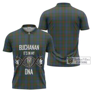 Buchanan Hunting Tartan Zipper Polo Shirt with Family Crest DNA In Me Style