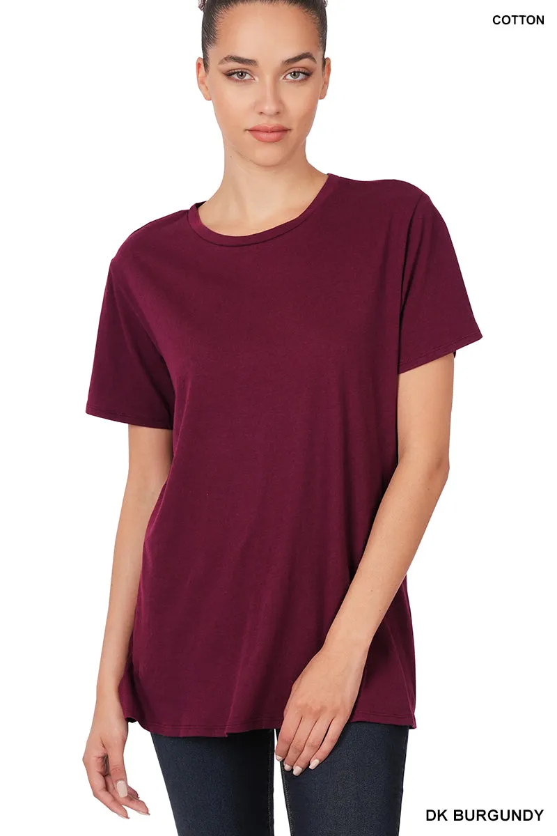 Burgundy Better Than Basic Boyfriend Tee Round Neck