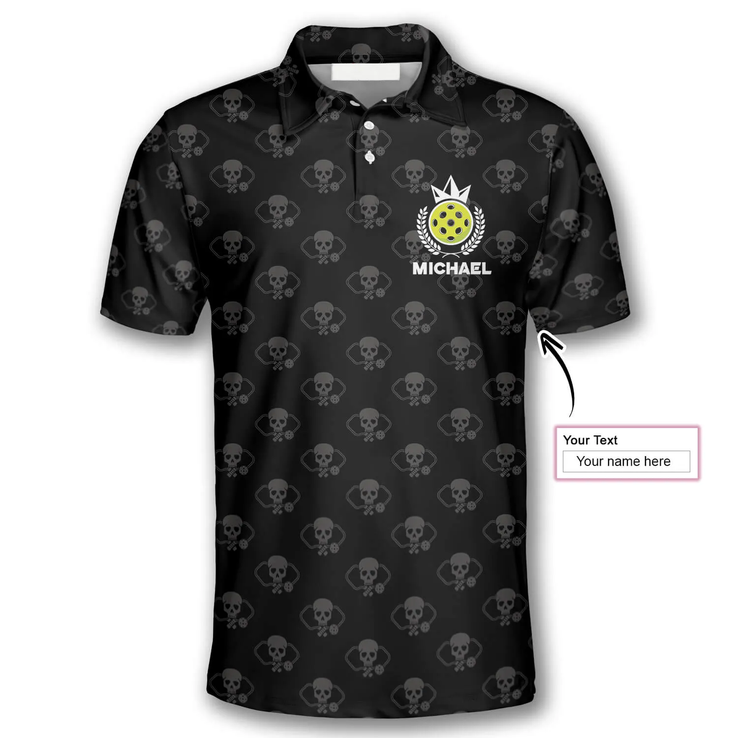 Custom Name Skull Pattern American Flag Custom Pickleball Polo Shirts for Men