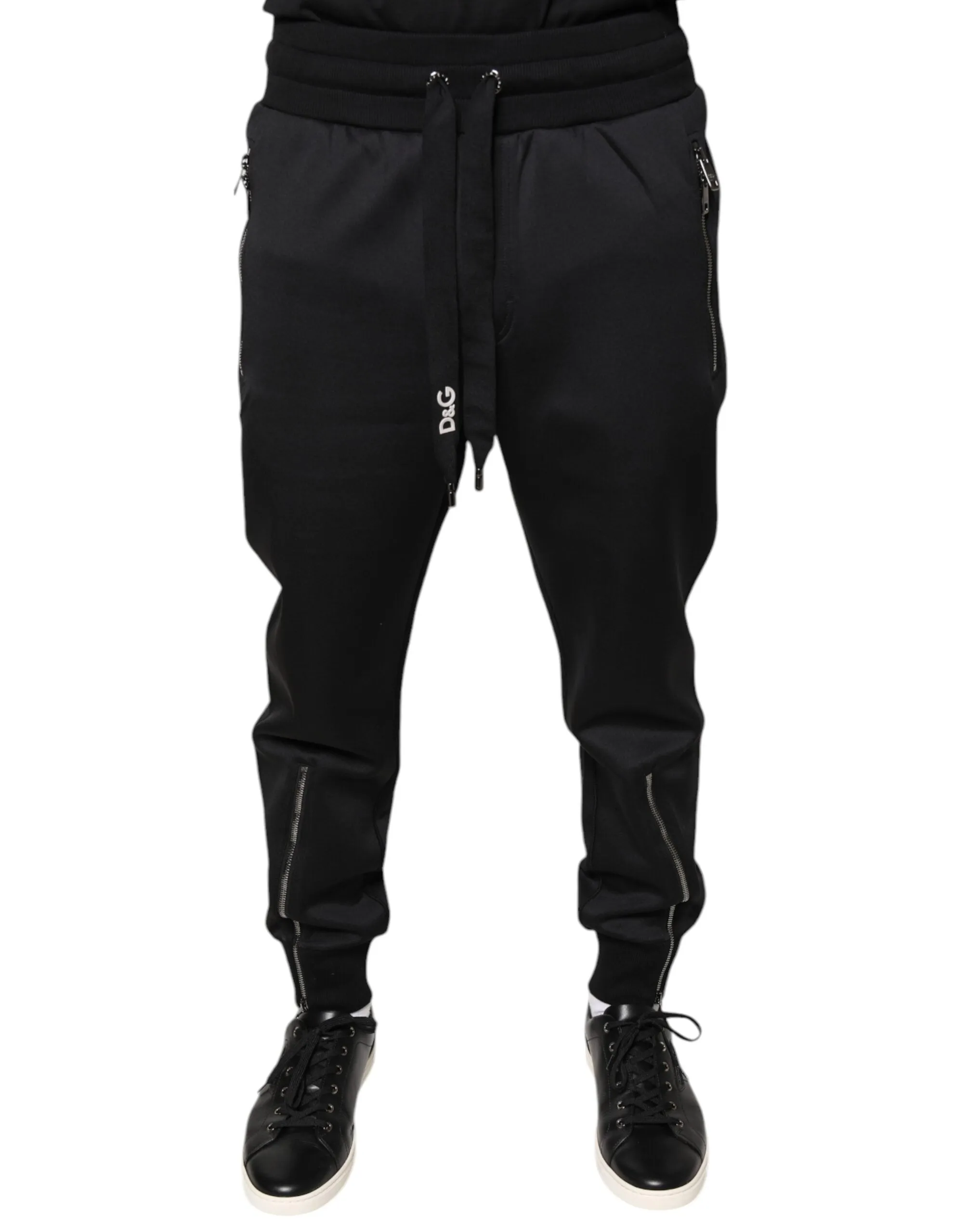 Dolce & Gabbana Black Polyester Men Jogger Sweatpants Pants