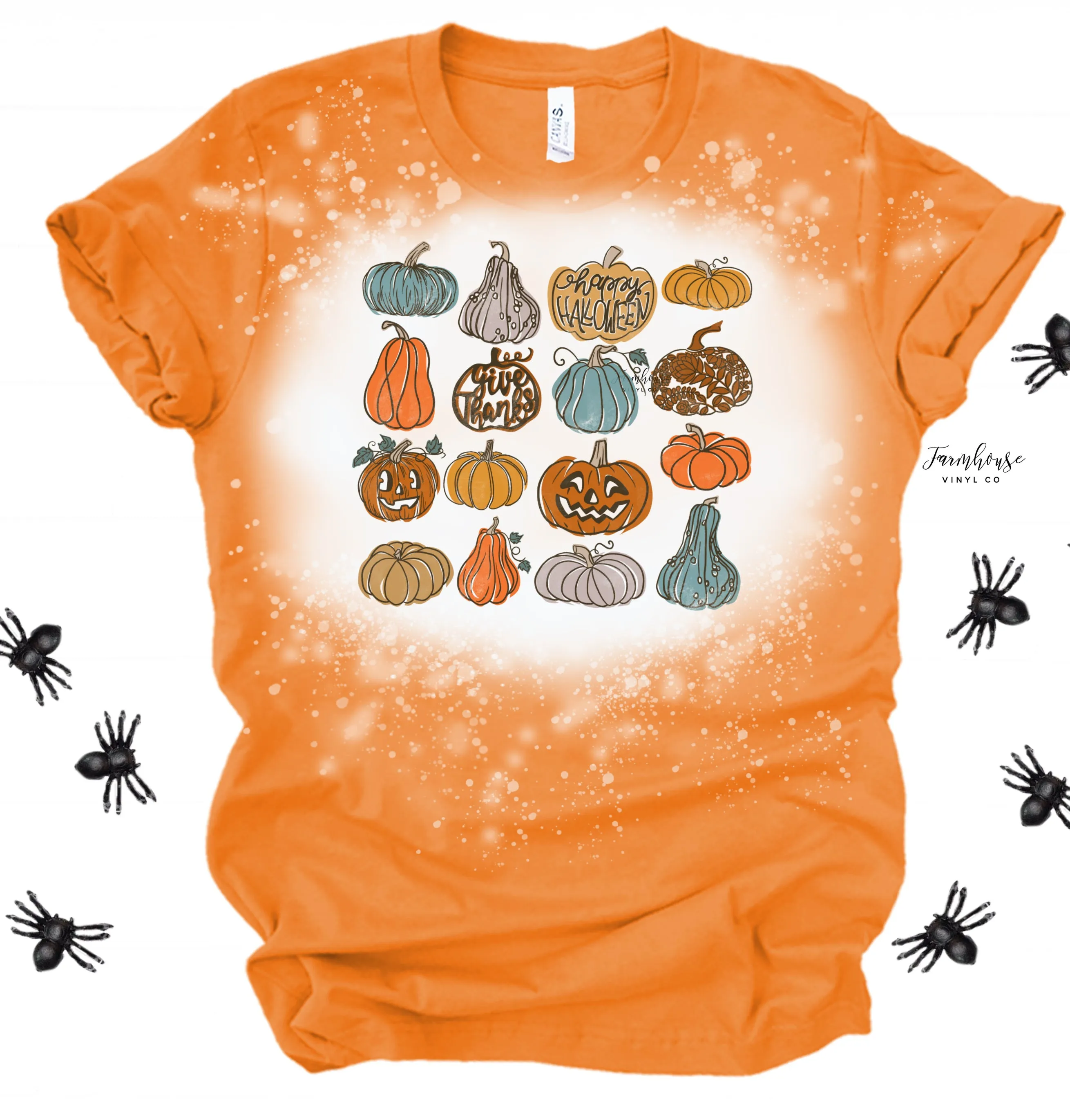 Doodle Pumpkins Bleached Shirt