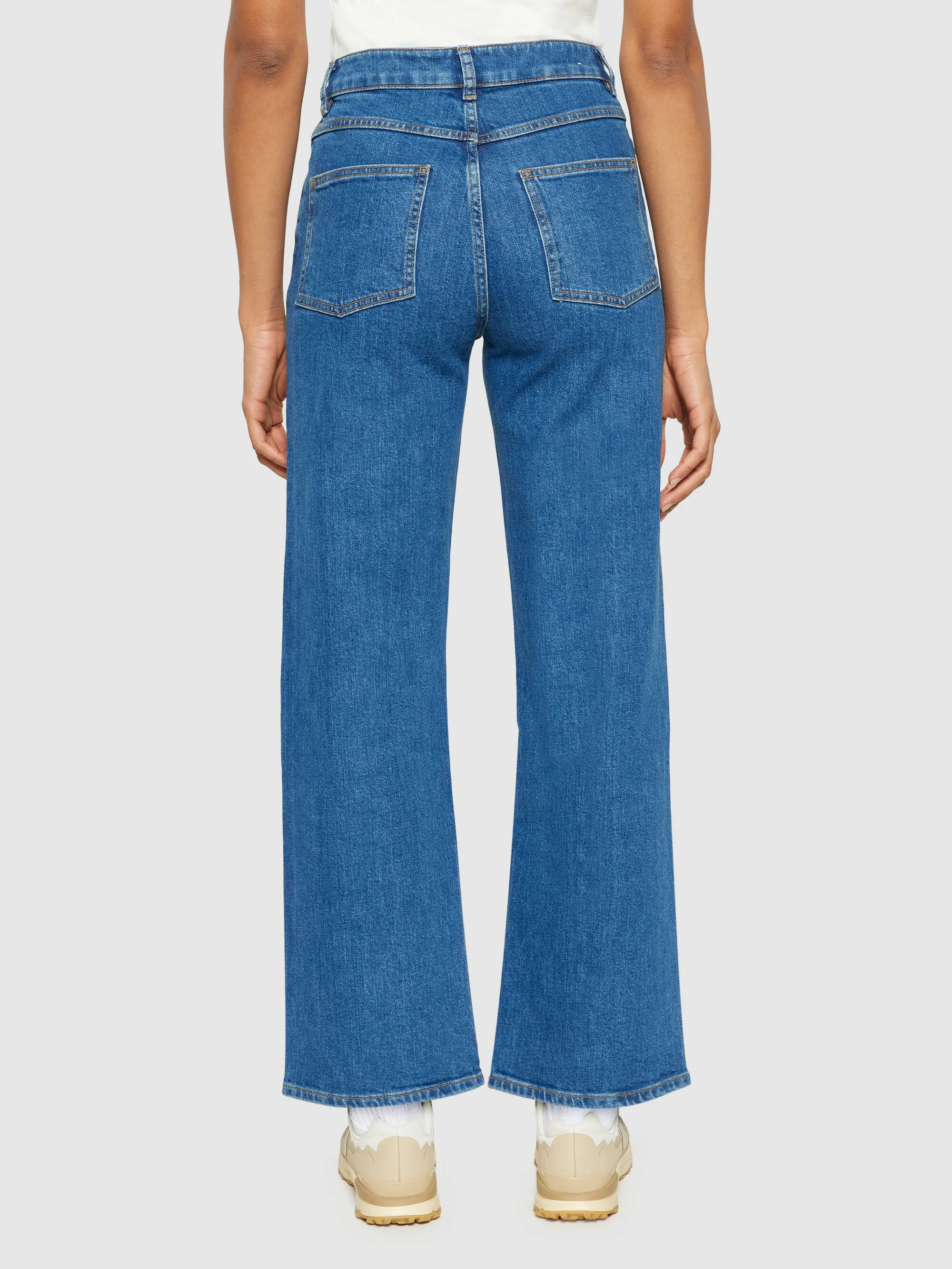 GALE straight mid-rise medium blue 5-pocket jeans - Medium Blue