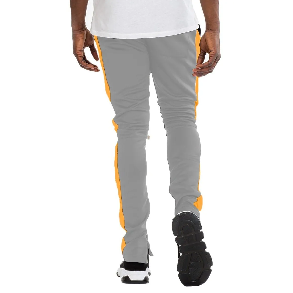 Grey/Orange Slim Fit Track Pants