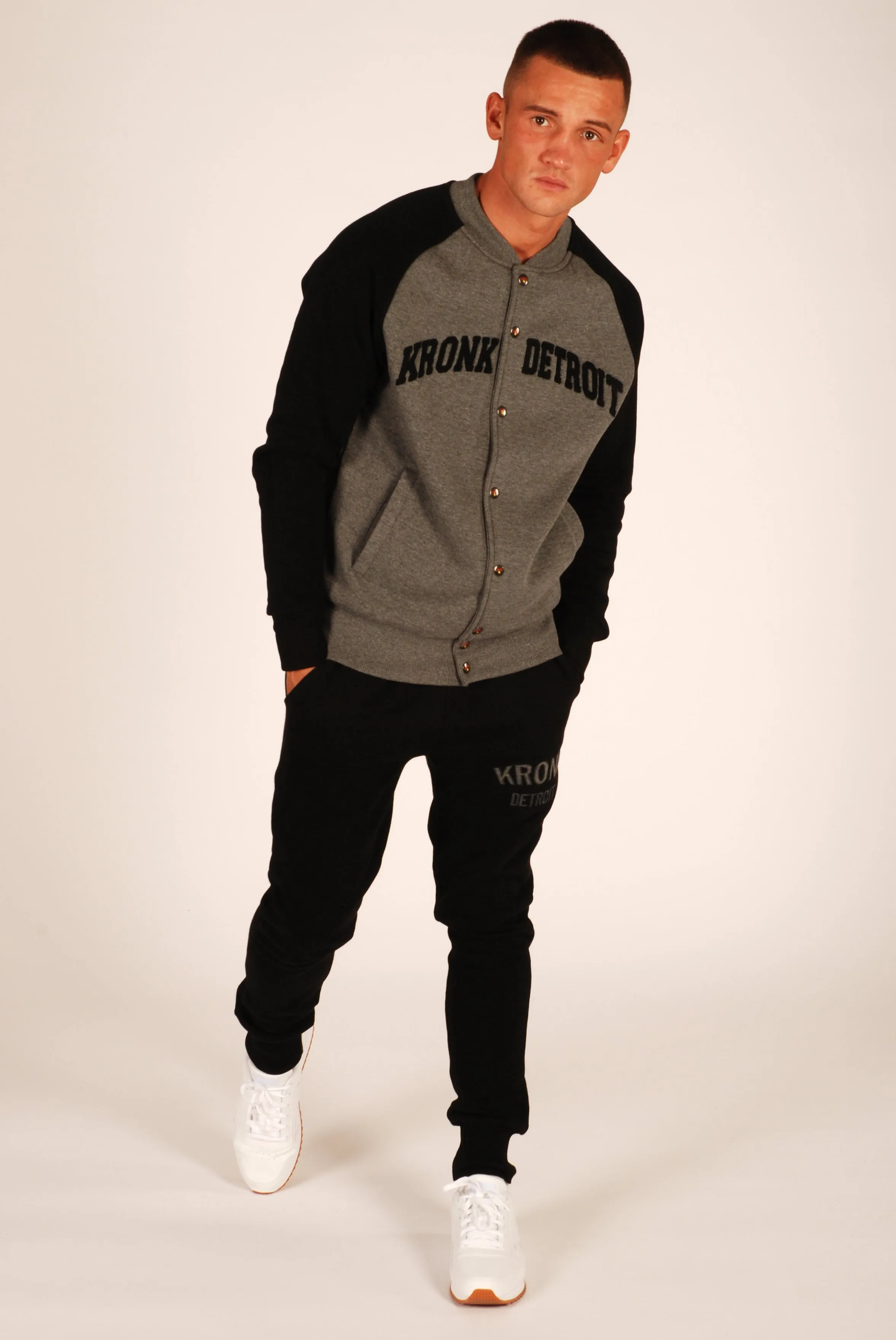 KRONK Detroit sweatshirt Jacket Charcoal Melange