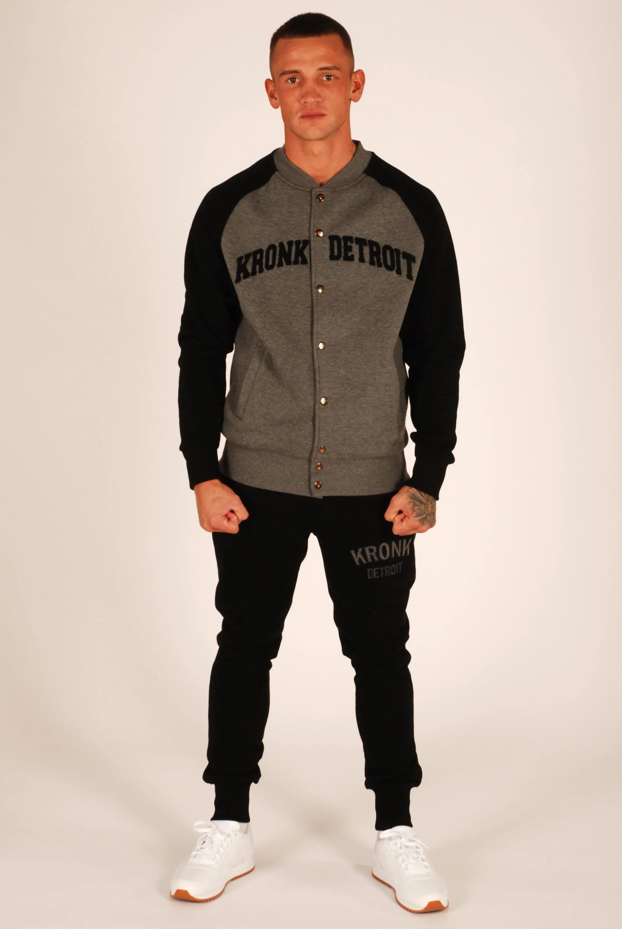 KRONK Detroit sweatshirt Jacket Charcoal Melange