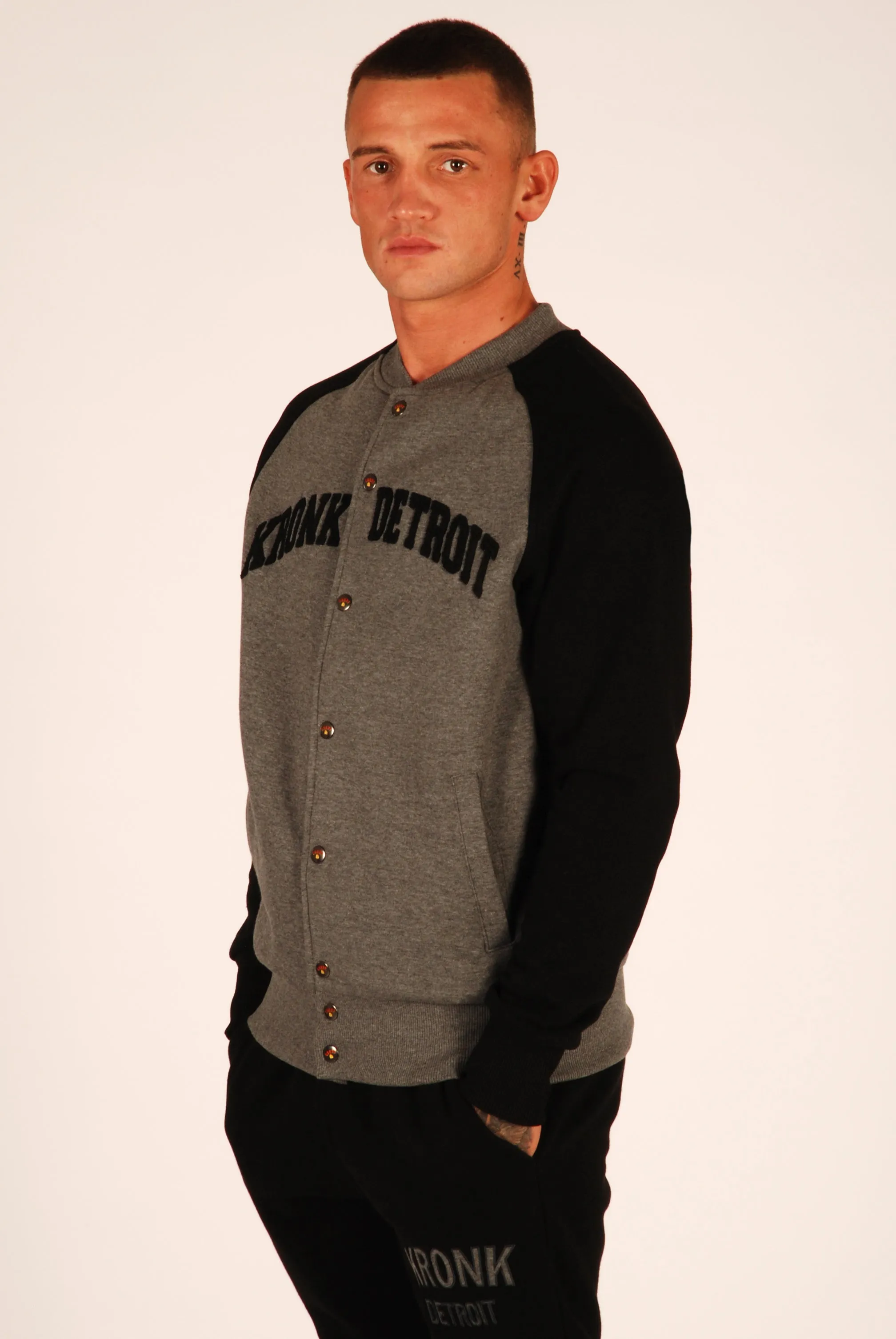 KRONK Detroit sweatshirt Jacket Charcoal Melange