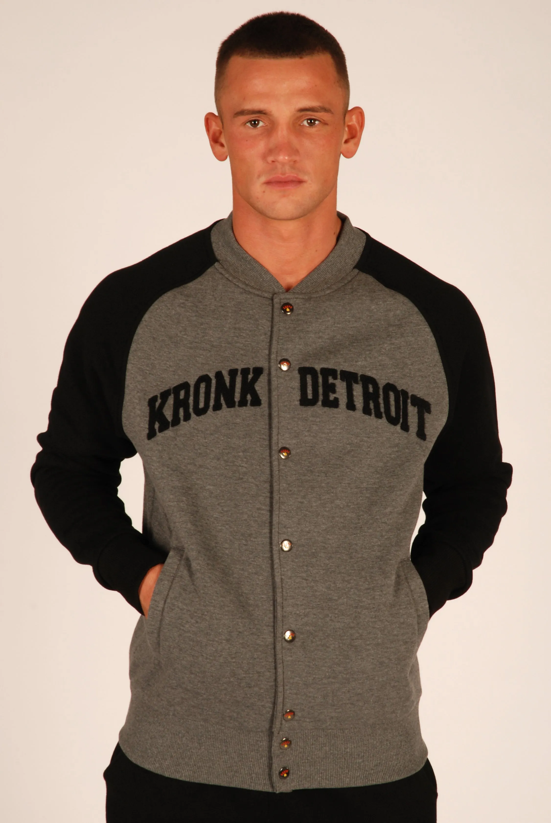 KRONK Detroit sweatshirt Jacket Charcoal Melange