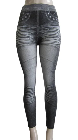 Leggings - Printed Denim Look   (FAB-9386)