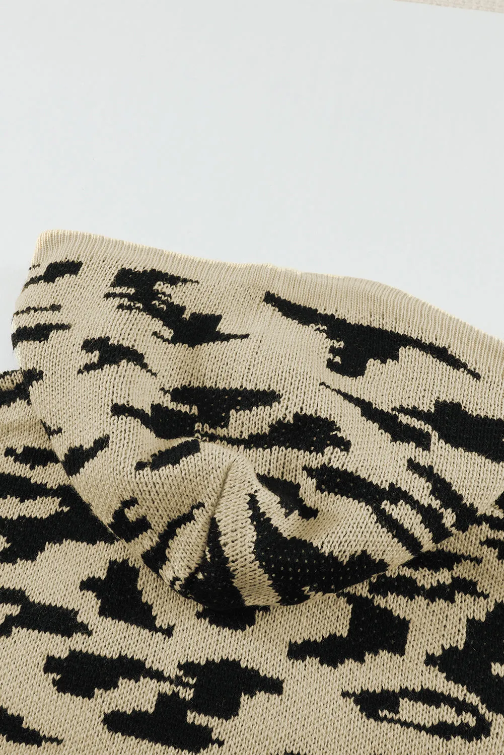 Leopard Sweater Hoodie - Khaki