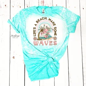 Life's A Beach Make Some Waves Skeleton Surfer Shirt