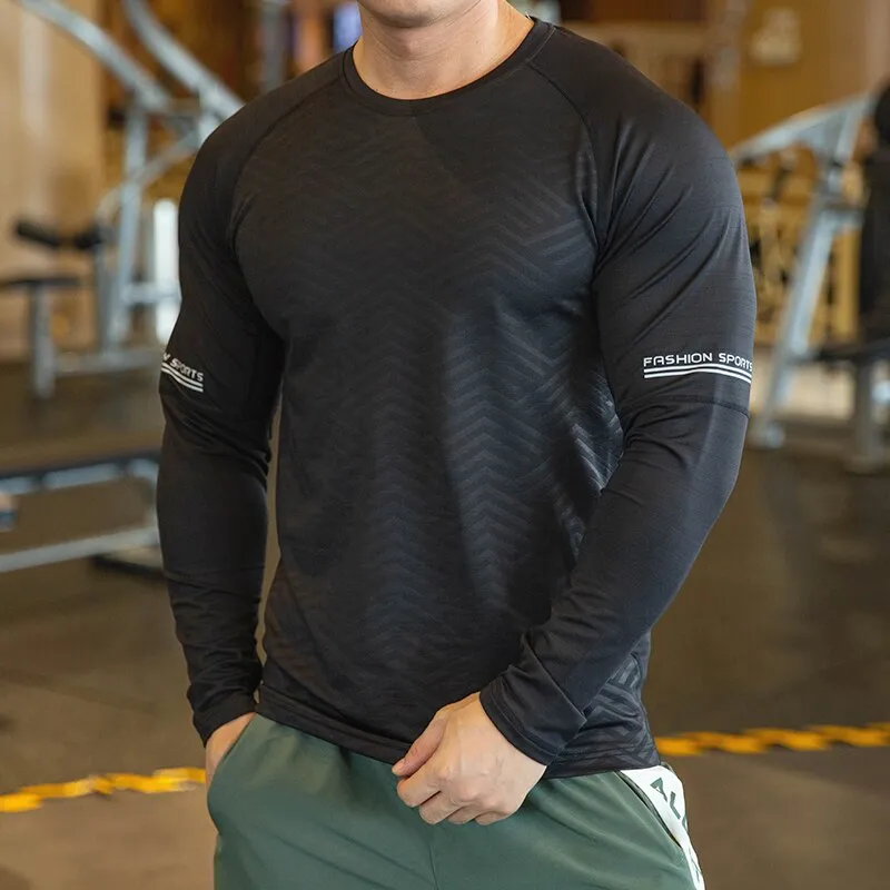 Men Compression Sport Shirts Fitness Elasticity Sweatshirt Breathable Training Sportswear Quick Dry Training Tops Muscle Tees