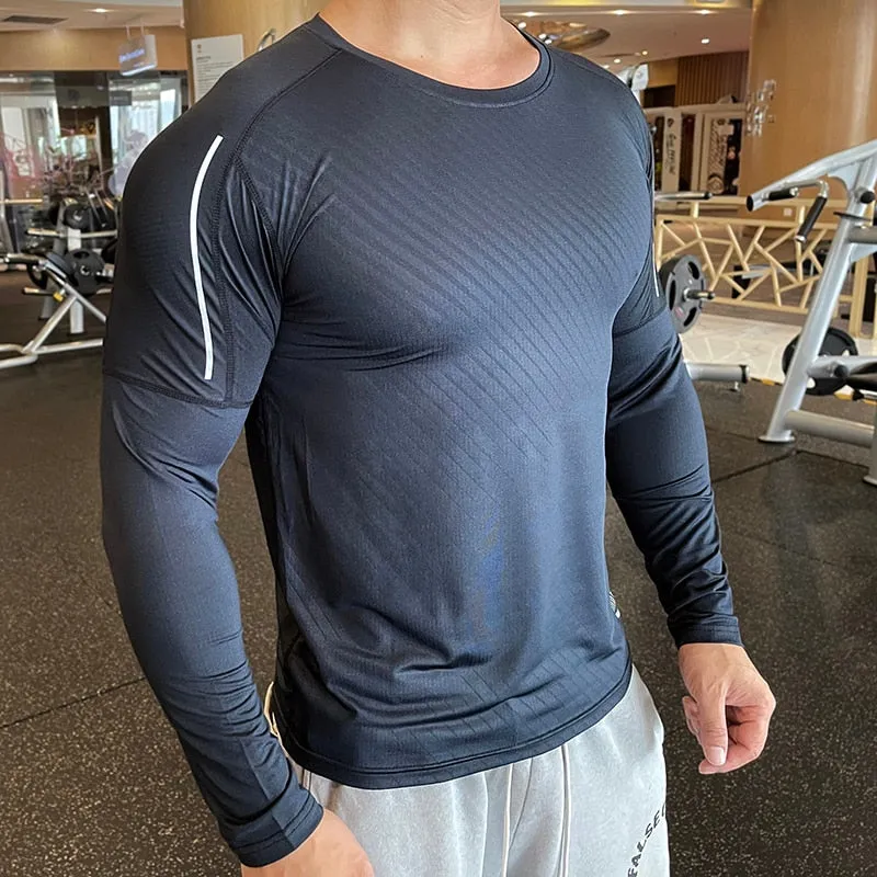 Men Compression Sport Shirts Fitness Elasticity Sweatshirt Breathable Training Sportswear Quick Dry Training Tops Muscle Tees