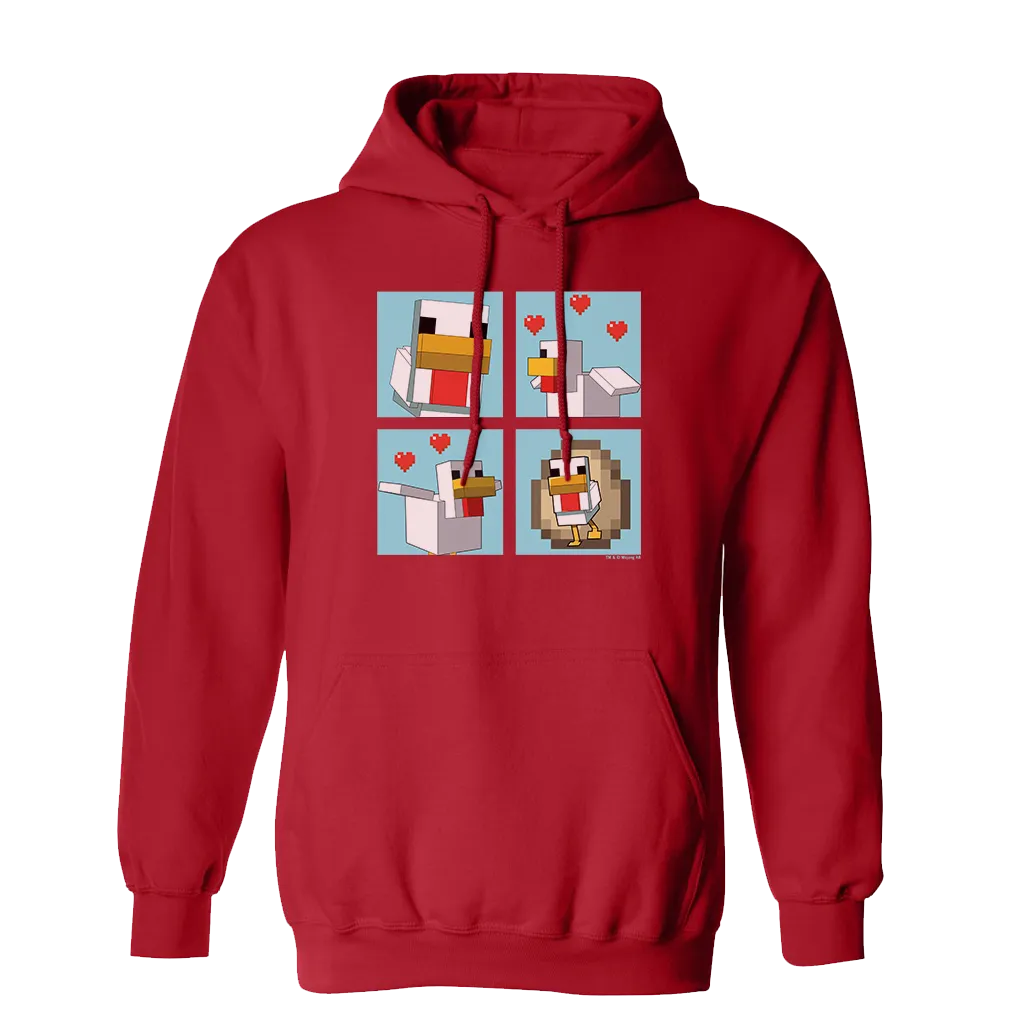 Minecraft Blue Chicken Family Fleece Hooded Sweatshirt