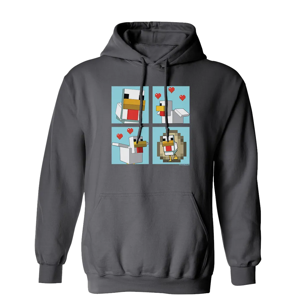 Minecraft Blue Chicken Family Fleece Hooded Sweatshirt