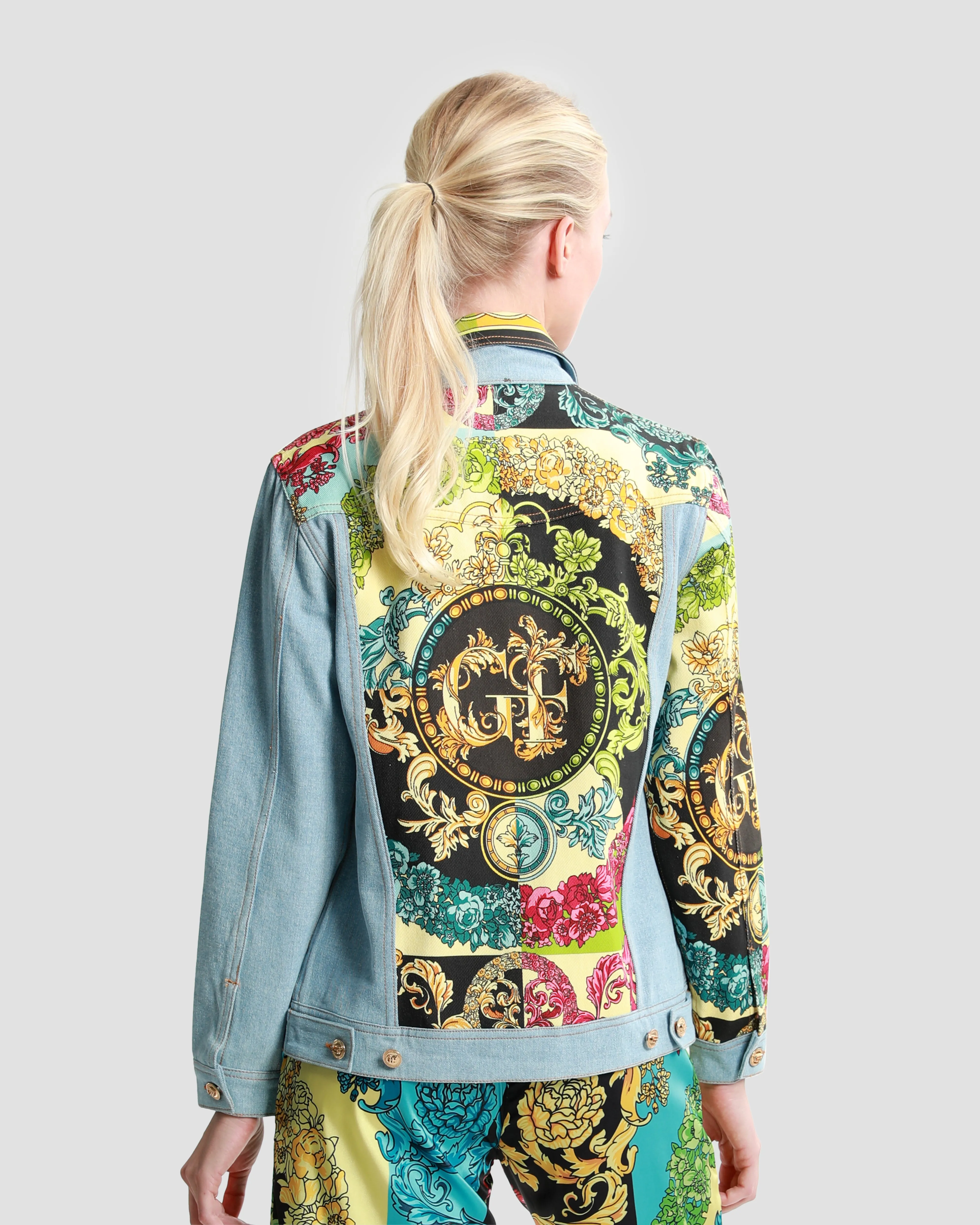 Ornate Color-Block Patchwork Denim Jacket