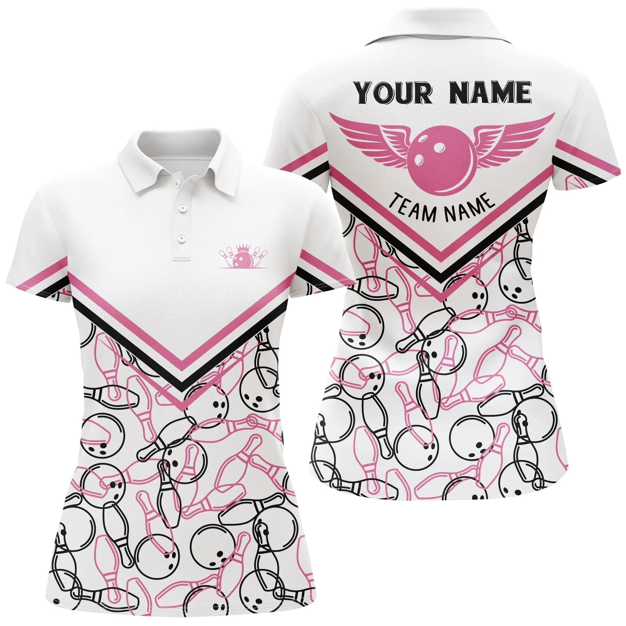 Personalized 3D bowling shirts for women, Custom Multicolor Short Sleeve Polo Bowling Shirts for Girls