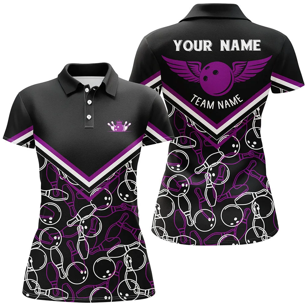 Personalized 3D bowling shirts for women, Custom Multicolor Short Sleeve Polo Bowling Shirts for Girls