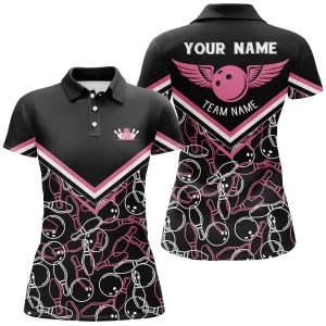 Personalized 3D bowling shirts for women, Custom Multicolor Short Sleeve Polo Bowling Shirts for Girls