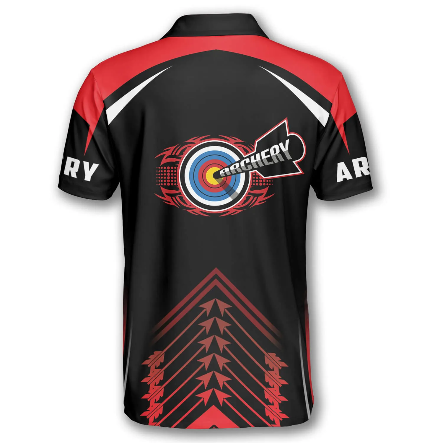 Personalized Archery Red Black Version Custom Archery Polo Shirts for Men