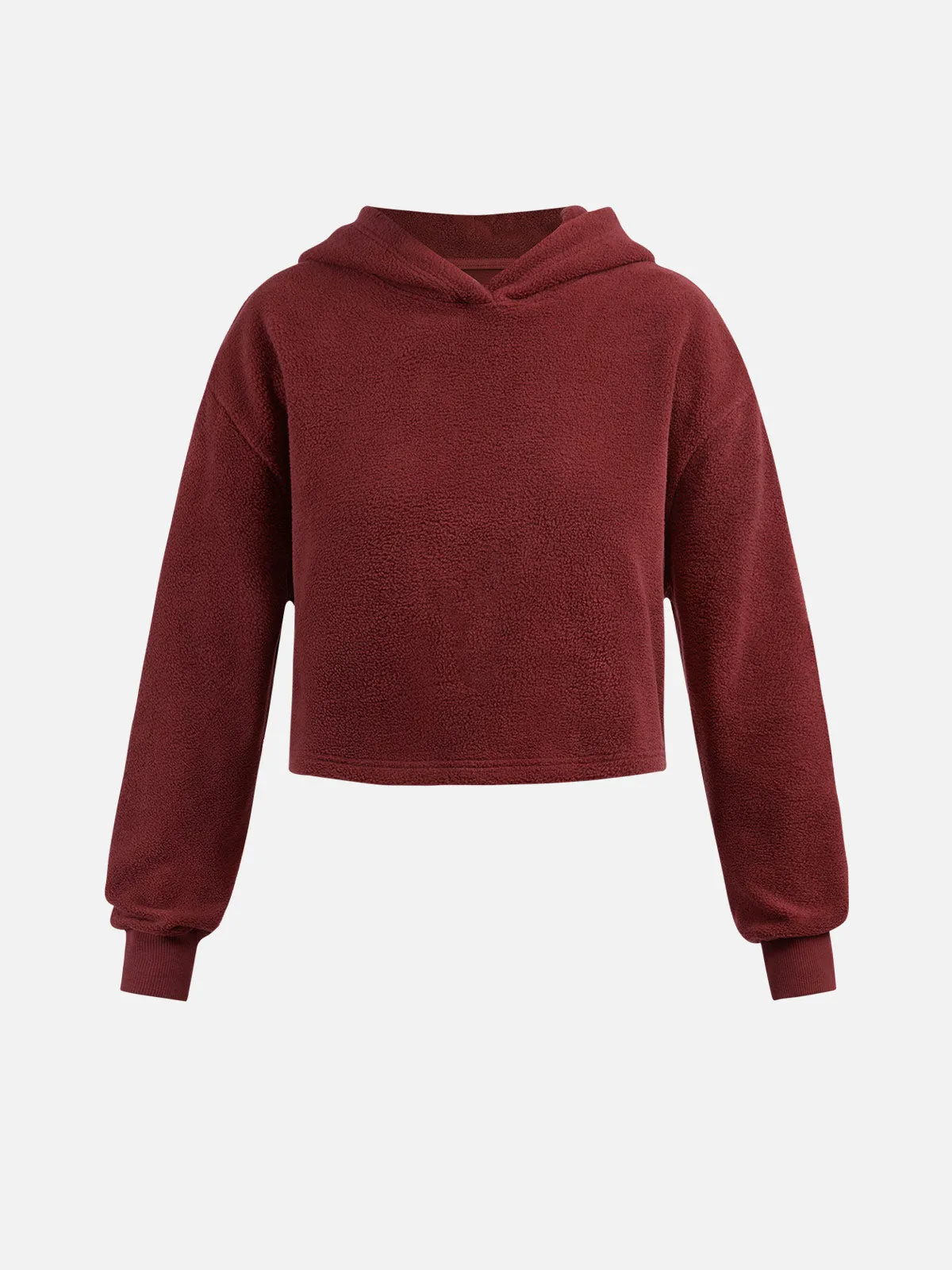 Polar Fleece Drop Shoulder Cropped Hoodie