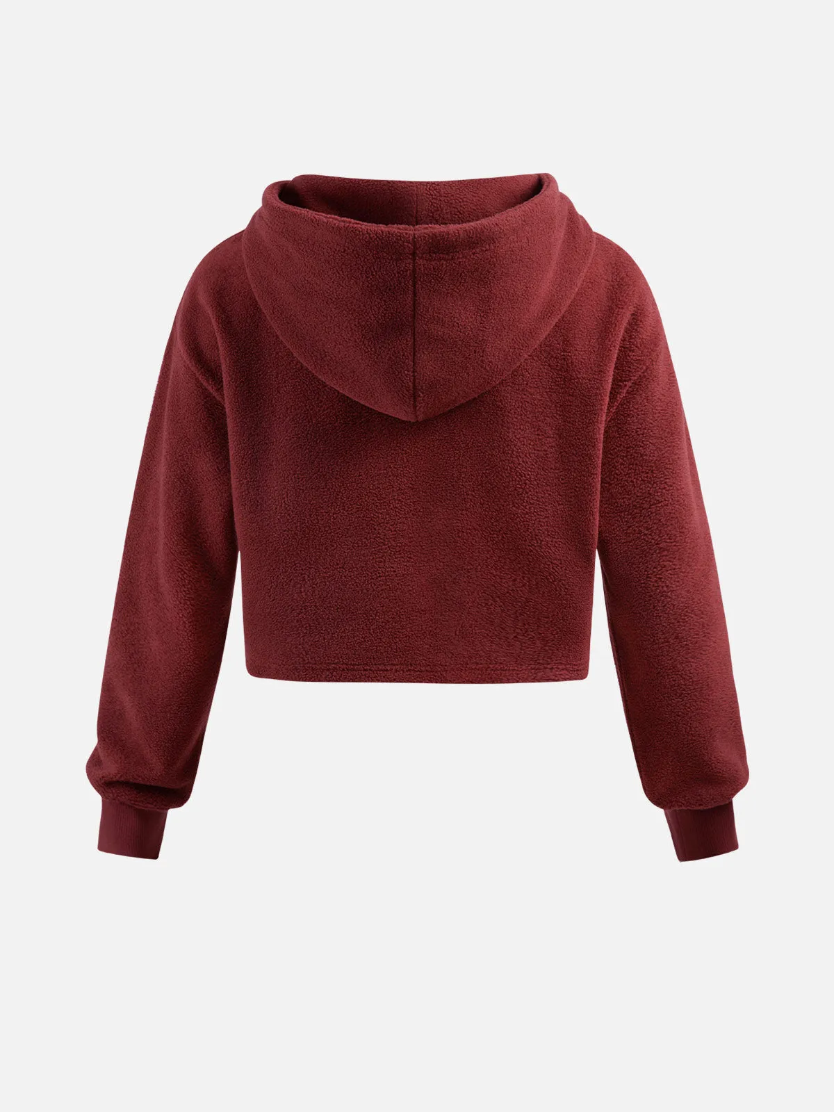 Polar Fleece Drop Shoulder Cropped Hoodie