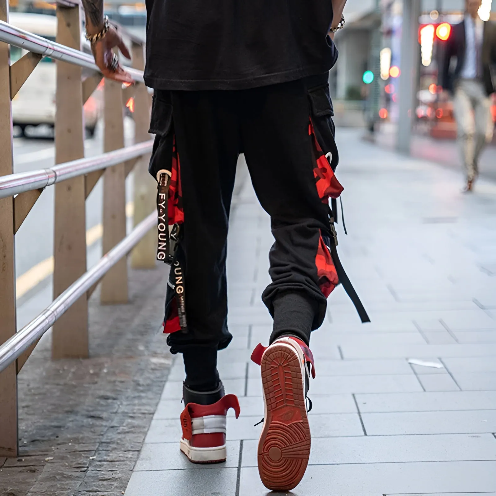 Red And Black Techwear Pants