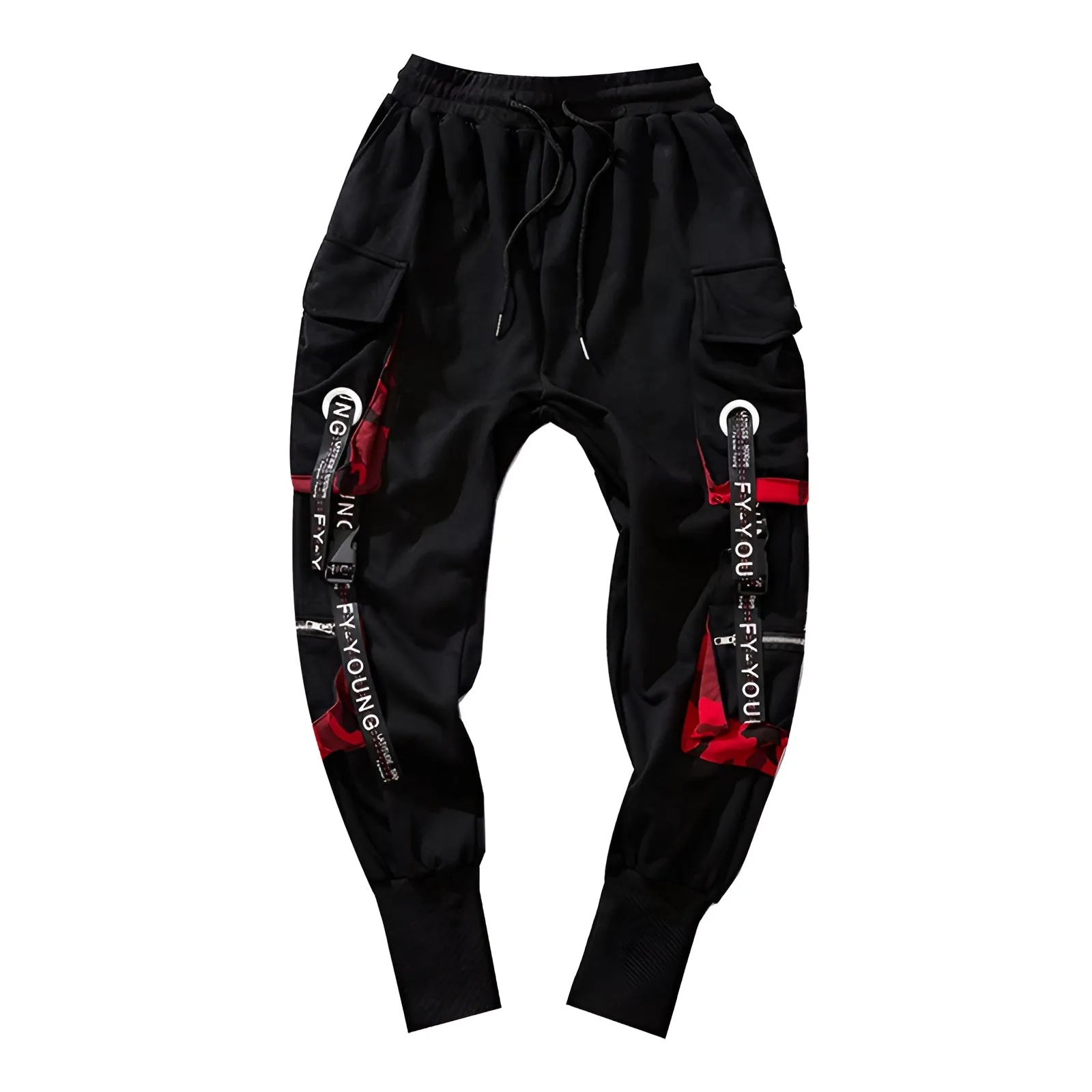 Red And Black Techwear Pants