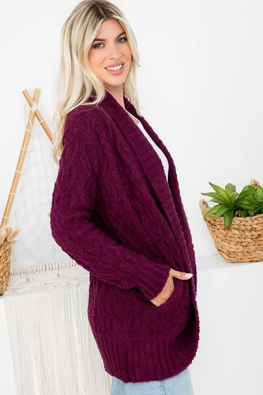 Reg/Plus Cable Knit Chunky Cardigan