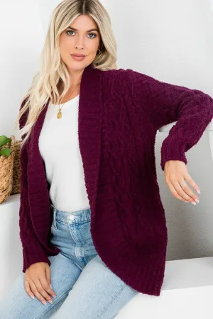 Reg/Plus Cable Knit Chunky Cardigan