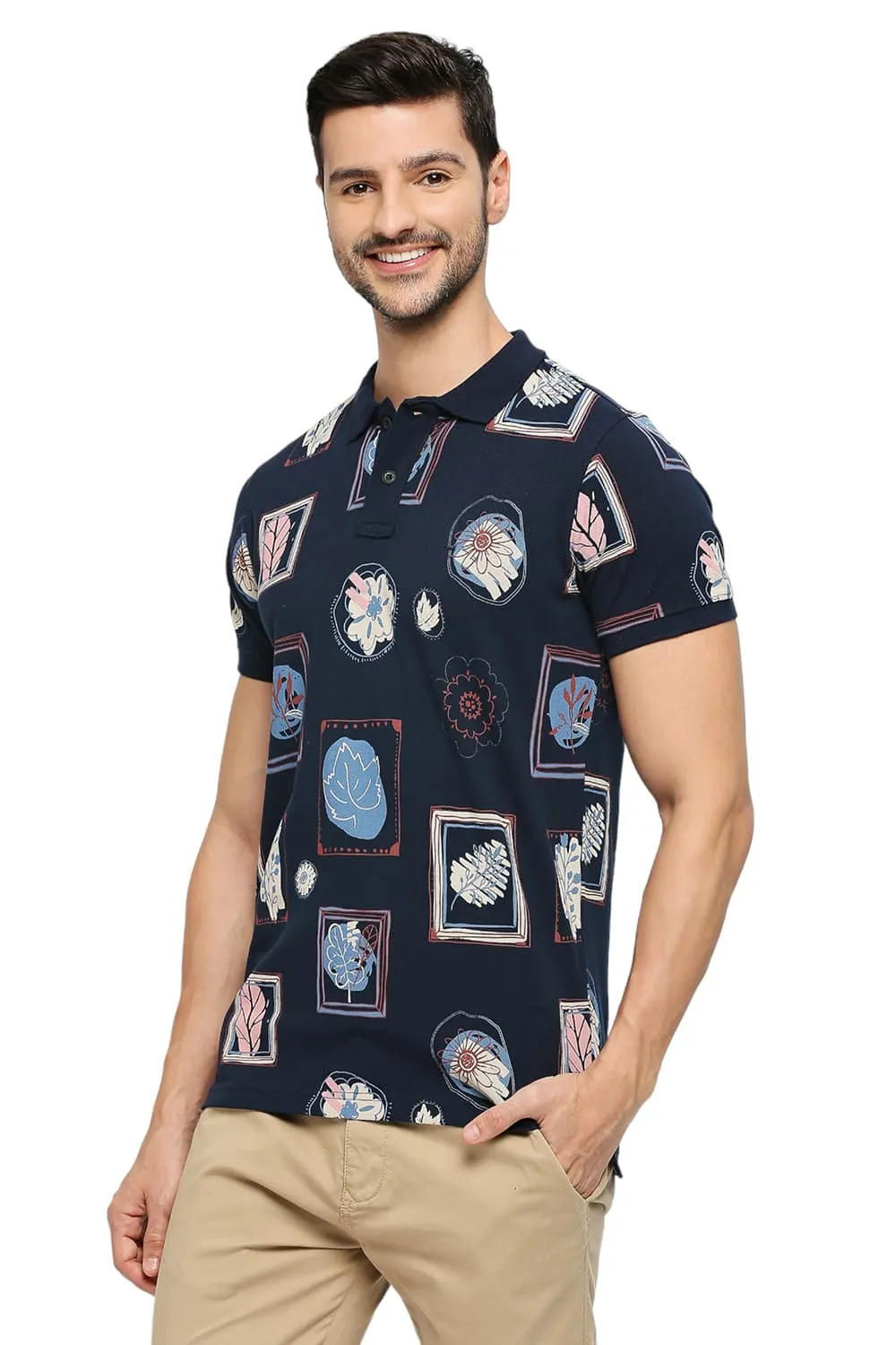 Regular Fit Cotton Printed Polo T-Shirts