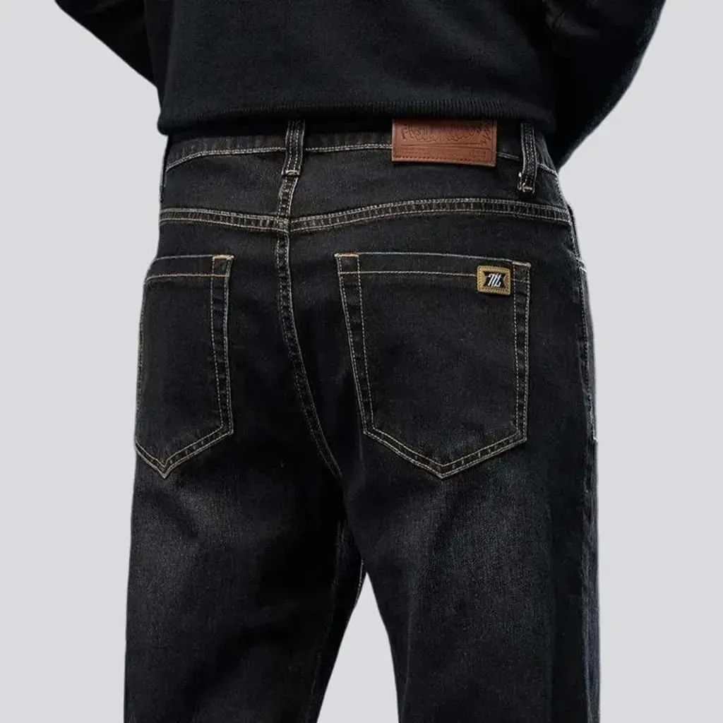 Retro tapered high-rise casual men's jeans