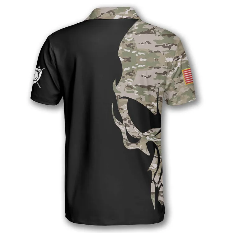 Skull Camouflage Custom Billiard Shirts for Men, Custom Billiard Shirts for Team, Billiard Polo Shirts