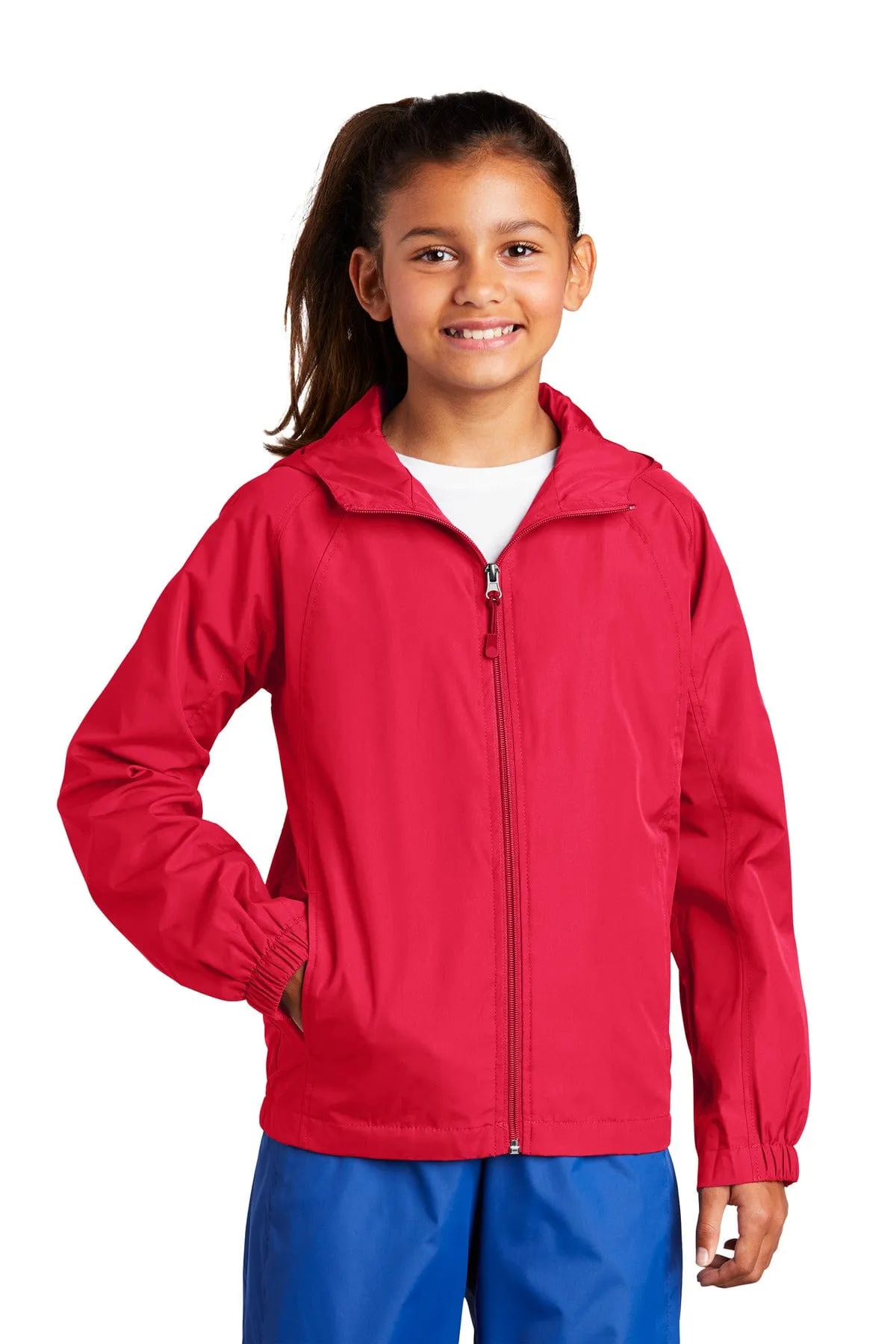 Sport-Tek YST73: Youth Hooded Raglan Jacket