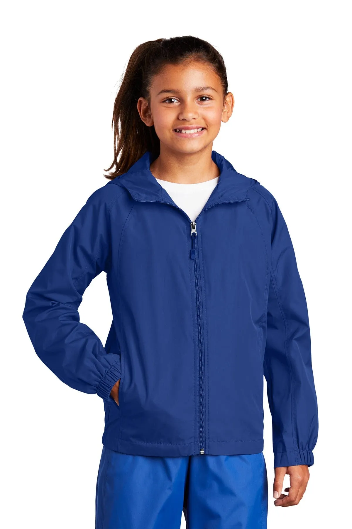 Sport-Tek YST73: Youth Hooded Raglan Jacket