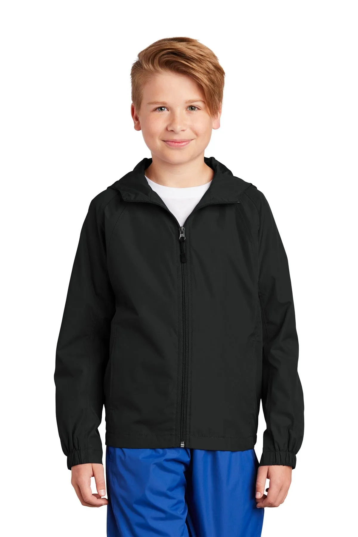 Sport-Tek YST73: Youth Hooded Raglan Jacket