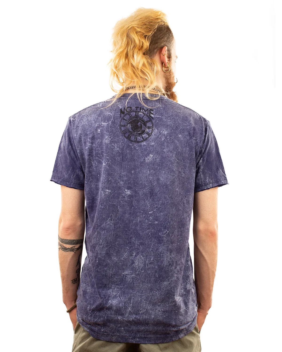 Stonewash Fatima Hand Evil Eye Cotton T-shirt Navy Blue