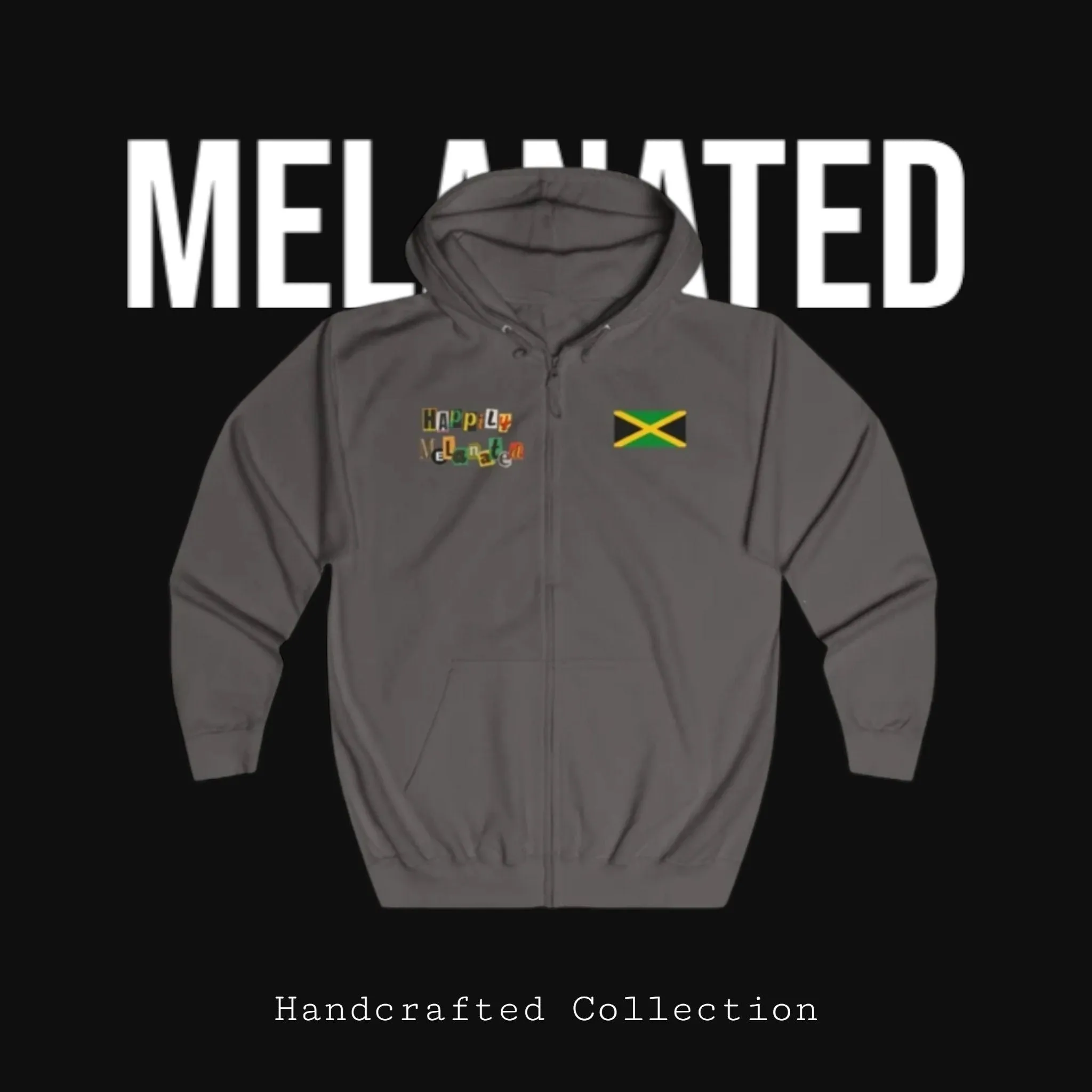 Unisex Graphic Hoodie with Hand Drawn Jamaican Flag Art , Trendy Casual Wear