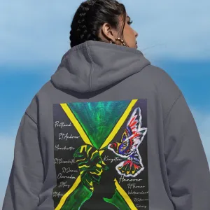 Unisex Graphic Hoodie with Hand Drawn Jamaican Flag Art , Trendy Casual Wear