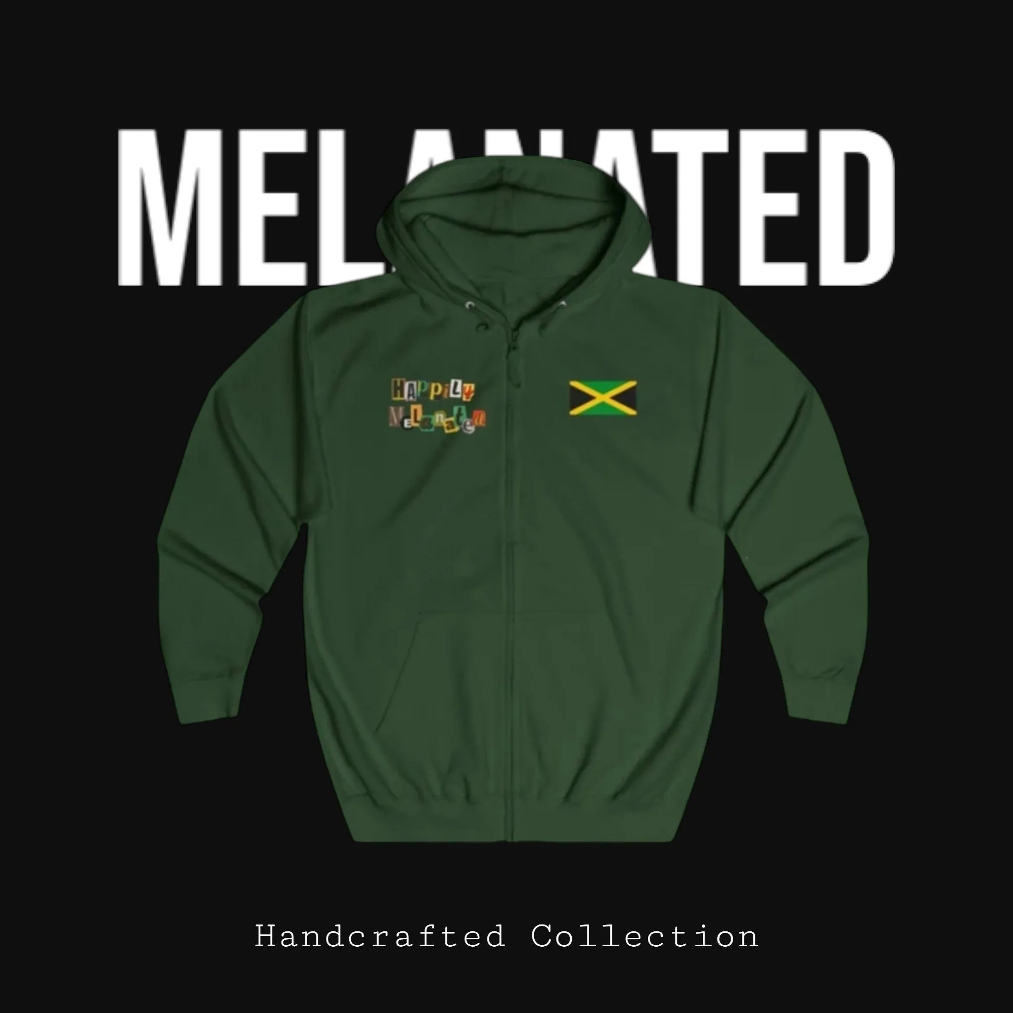 Unisex Graphic Hoodie with Hand Drawn Jamaican Flag Art , Trendy Casual Wear