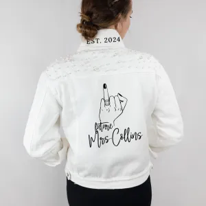 (White Pearl) Future Mrs [Last Name]  Pearl Denim Jacket