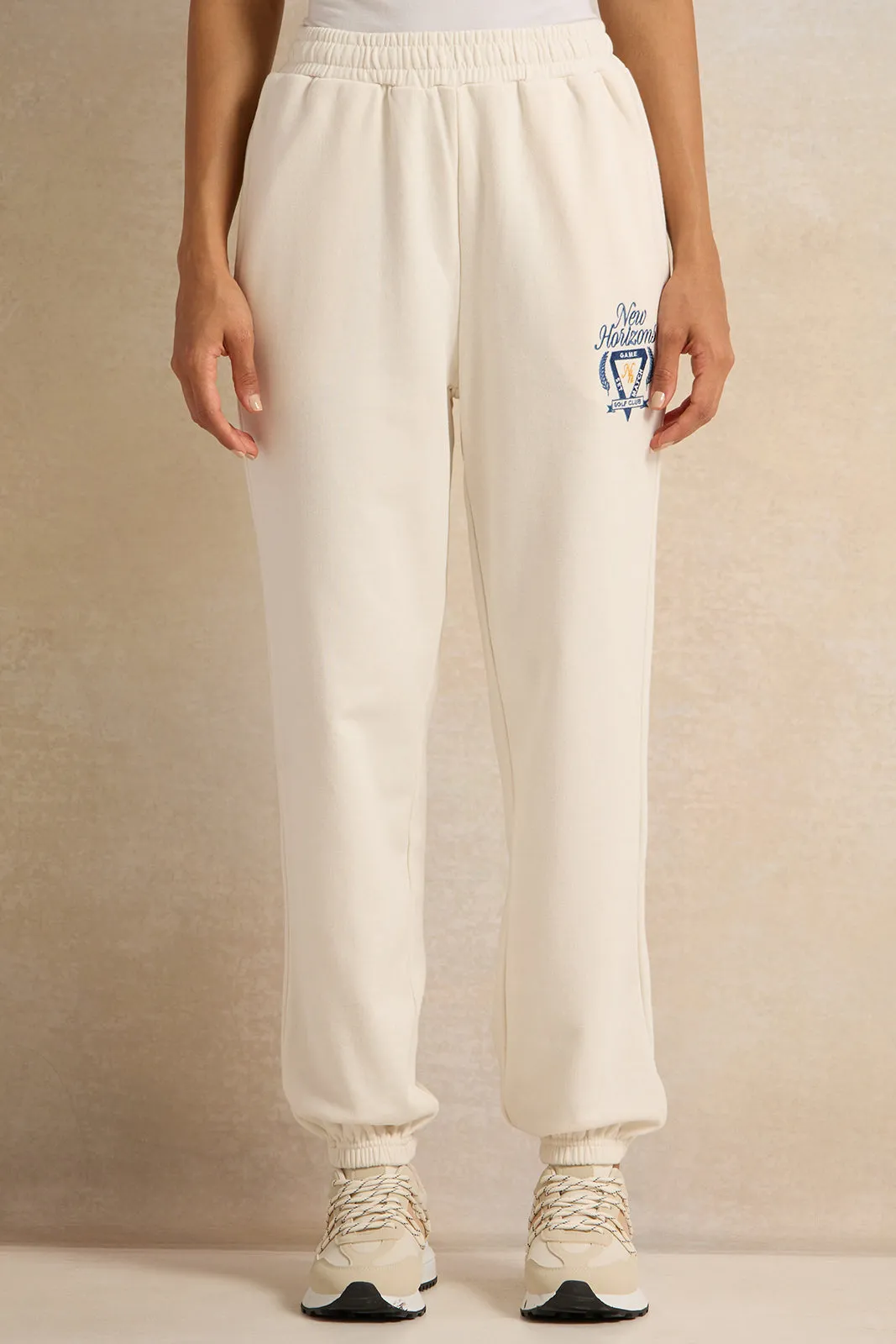 Women Ivory Printed Jogger Pants